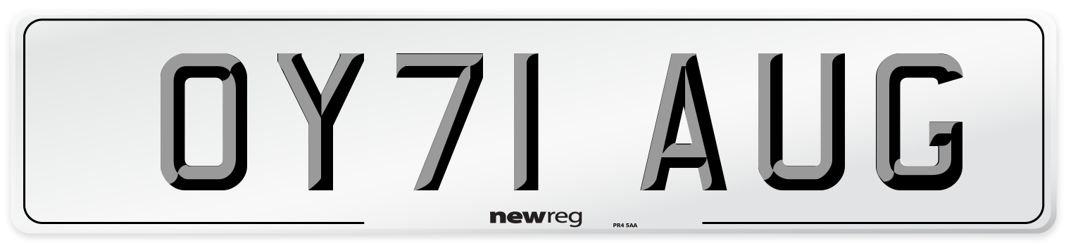 OY71 AUG Number Plate from New Reg